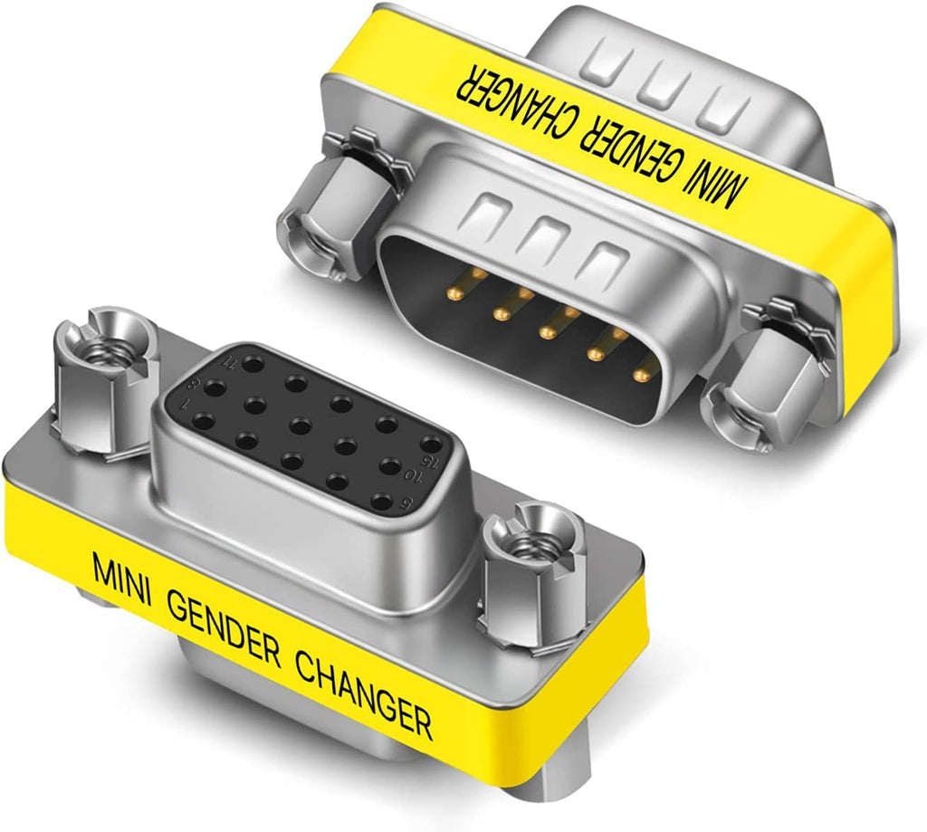3-Piece VGA Gender Changer Combo - HD15 SVGA Adapters (Female to Female, Female to Male, Male to Male) - Mini Coupler Set
