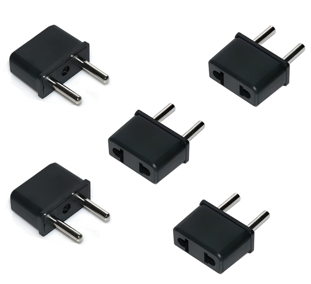 [ 10 Pieces ] US Female Flat Pin to EU Plug India 2 Pin Male AC Wall Universal Travel Power Socket Plug Adaptor, AC 250V (Black) 2 Pin Flat US to EU Male Connector