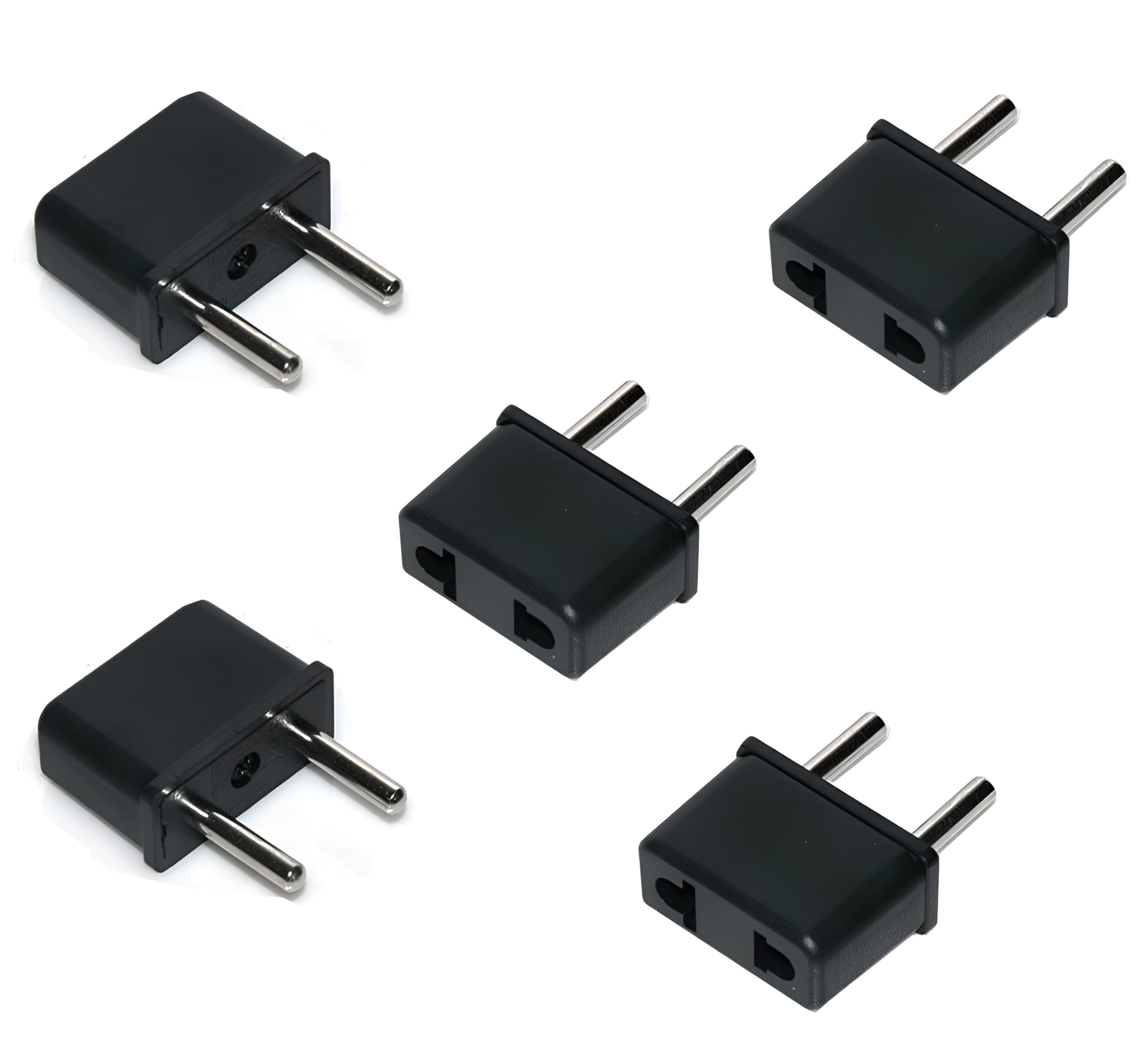 [ 10 Pieces ] US Female Flat Pin to EU Plug India 2 Pin Male AC Wall Universal Travel Power Socket Plug Adaptor, AC 250V (Black) 2 Pin Flat US to EU Male Connector