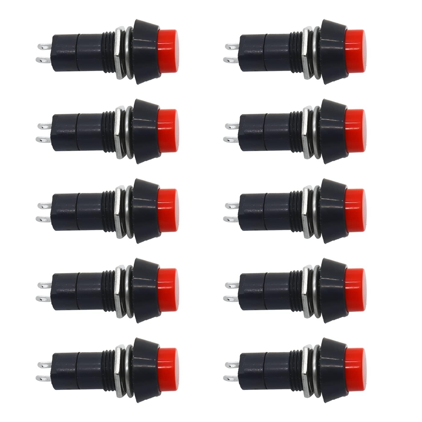 Push Button 2-Pin Self-Locking SPST RED On-Off Switch PACK OF 2