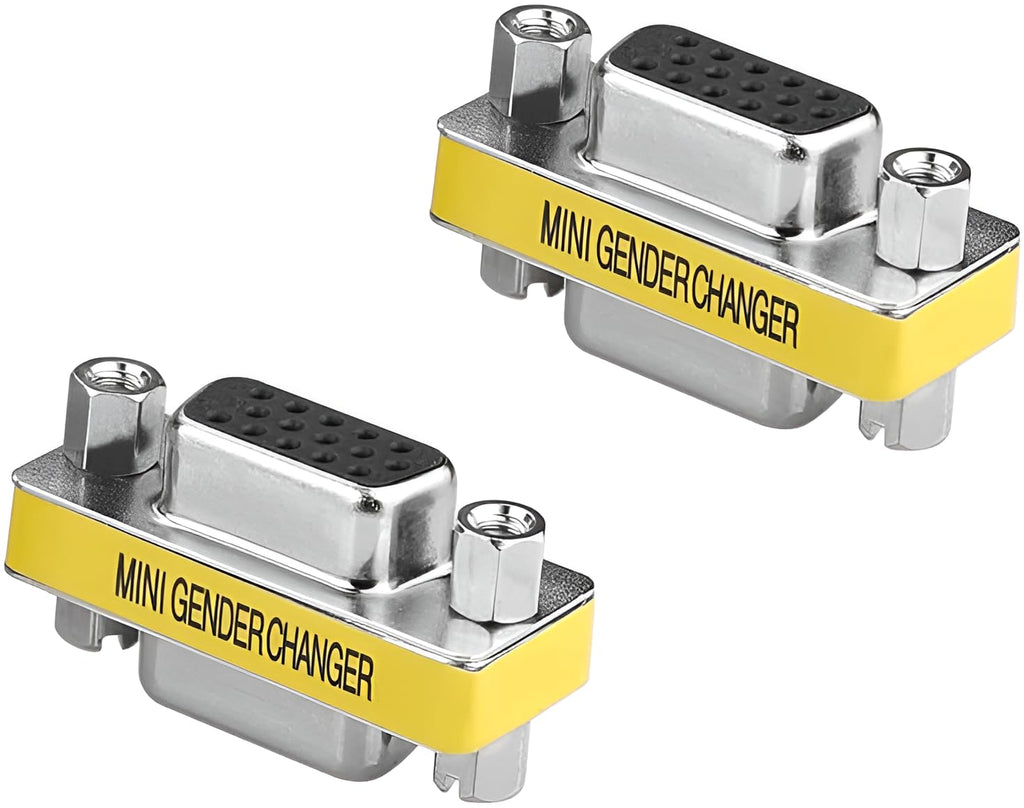 3-Piece VGA Gender Changer Combo - HD15 SVGA Adapters (Female to Female, Female to Male, Male to Male) - Mini Coupler Set
