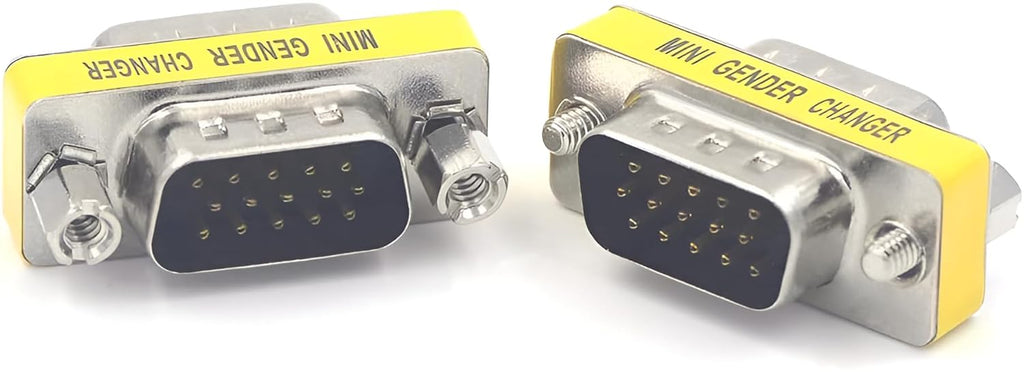 3-Piece VGA Gender Changer Combo - HD15 SVGA Adapters (Female to Female, Female to Male, Male to Male) - Mini Coupler Set