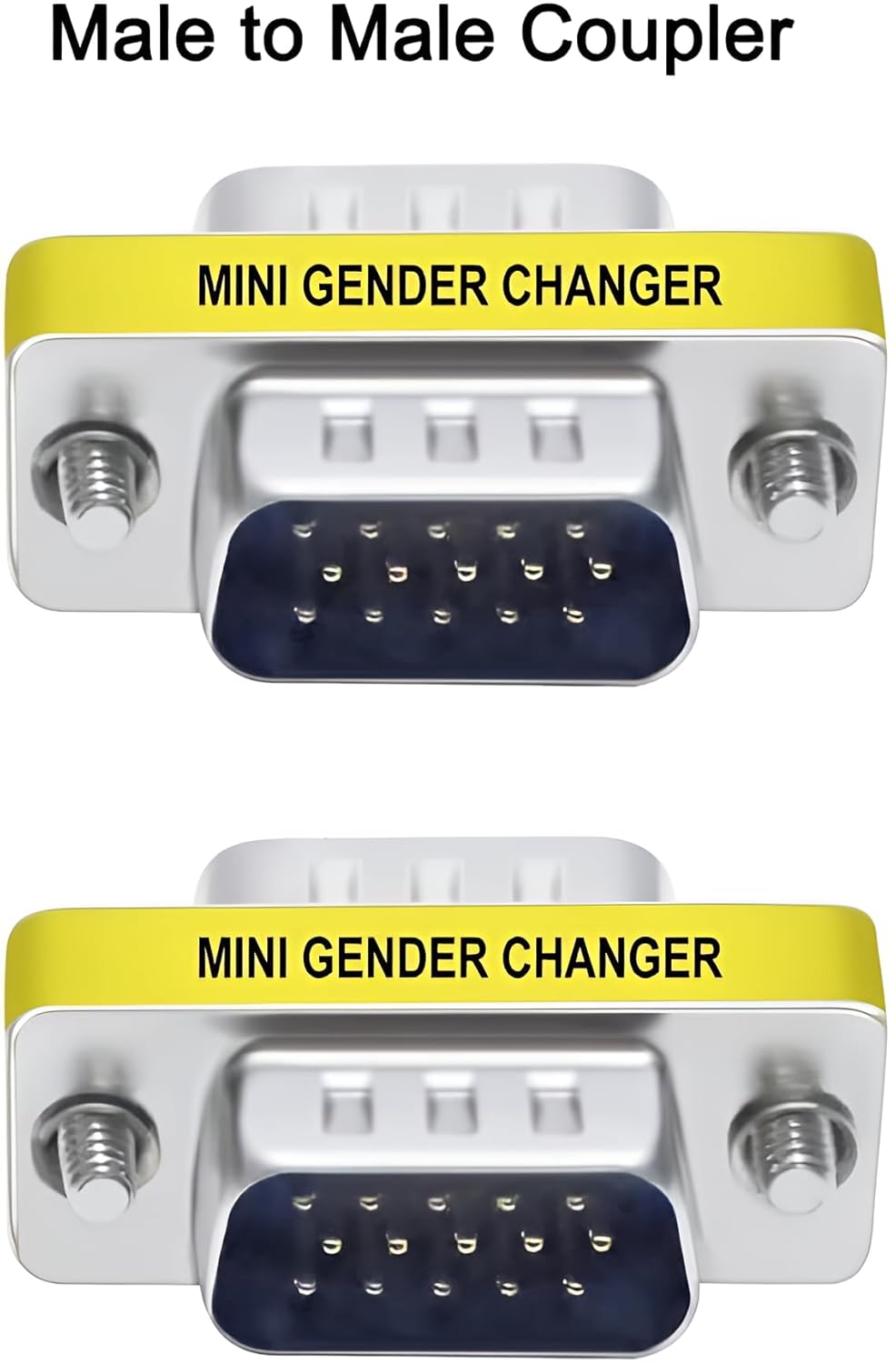 3-Piece VGA Gender Changer Combo - HD15 SVGA Adapters (Female to Female, Female to Male, Male to Male) - Mini Coupler Set
