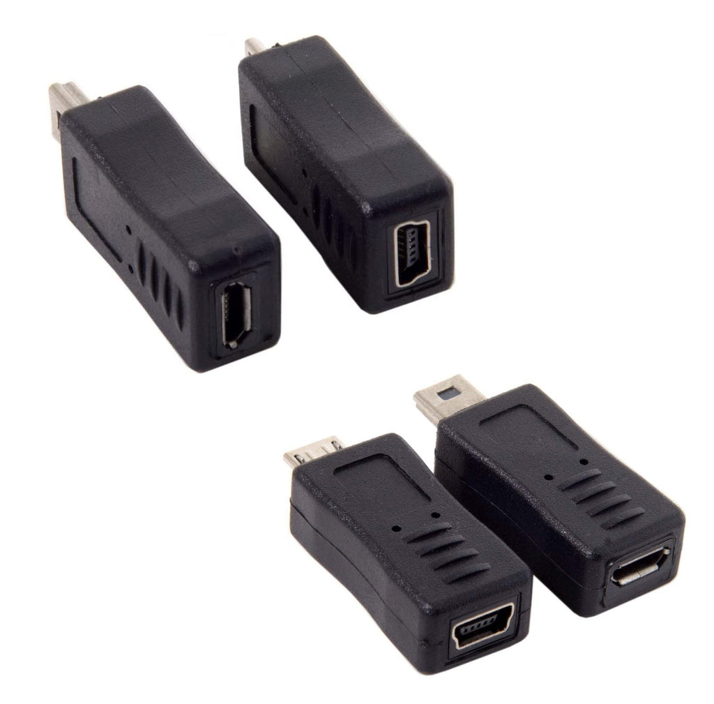 [ 4 Pieces 2 Pieces Mini USB Male to Micro USB 5pin Female & Mini Female to Micro Male Extension Adapter ; Mni USB to Micro USB & Micro USB to Mini USB