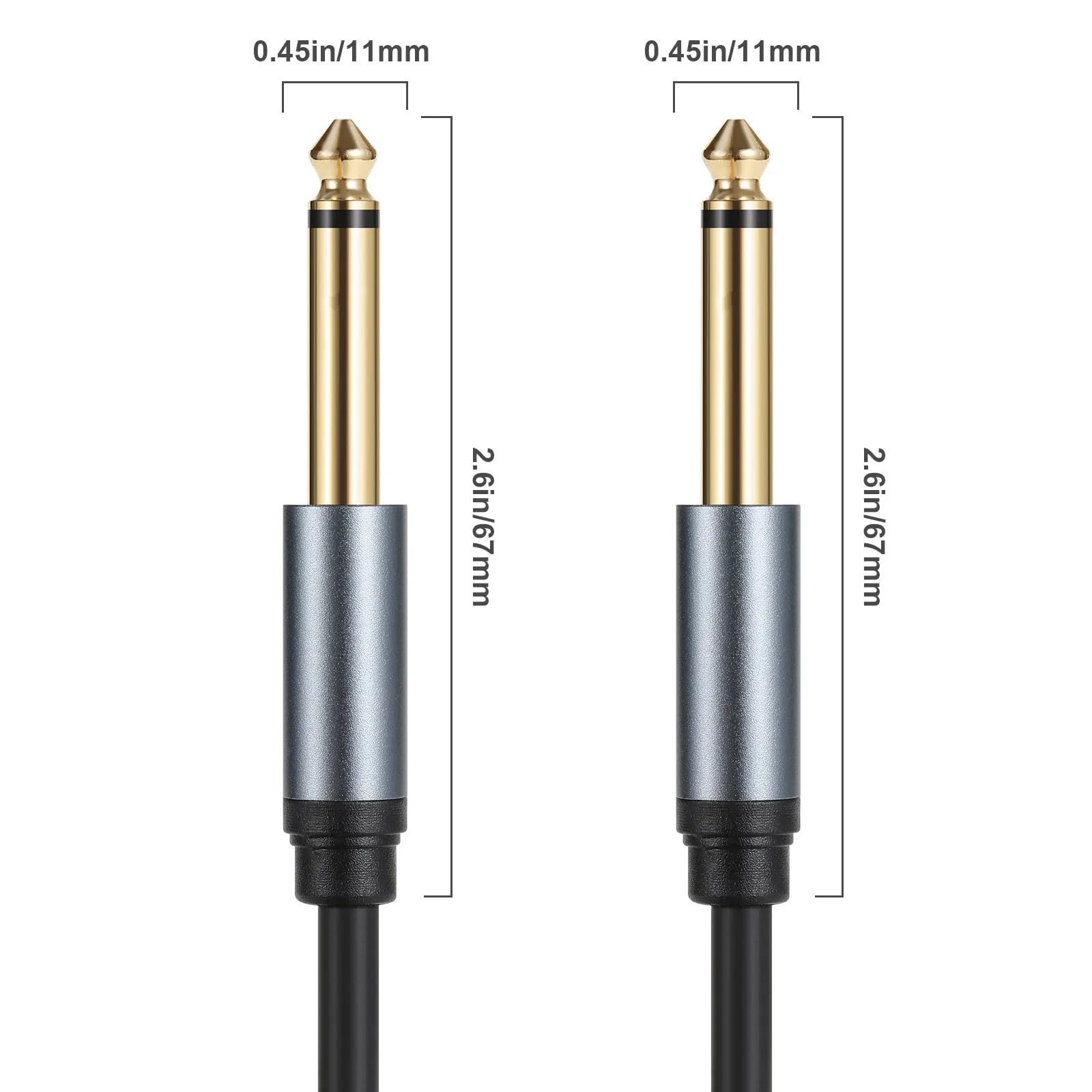 [ 1 Piece ] 1.8 Meters (6mm OD) Professional 3.5mm Stereo to 6.35mm Mono Male Cable ; 3.5mm to 1/4 Adapter ; 1/8 Inch to 1/4 Inch Mono Cable