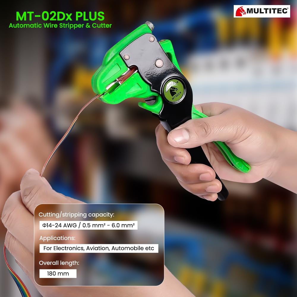MULTITEC MT-02 Dx – Multifunction Copper Wire Stripper and Cutter | Ergonomic Grip | Strips 0.5mm² - 6mm² Solid Copper Wires | Electrical Maintenance Tool | Smooth Operation | Lightweight – 400g