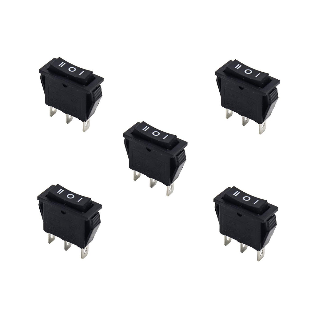 Electronic Spices 5PCS 15A 250V 30A 220V Large Rectangle Black Rocker Switch 3 Position DC 12V ON-OFF Power Switch