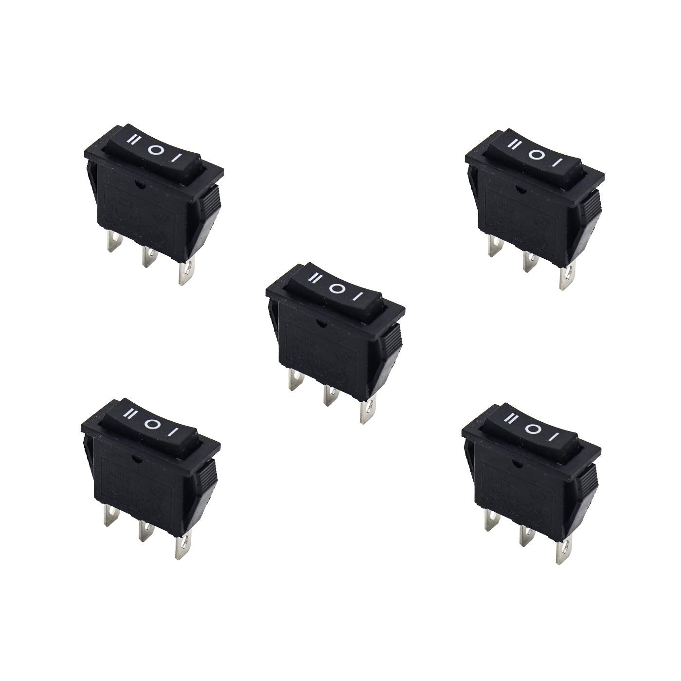 Electronic Spices 5PCS 15A 250V 30A 220V Large Rectangle Black Rocker Switch 3 Position DC 12V ON-OFF Power Switch
