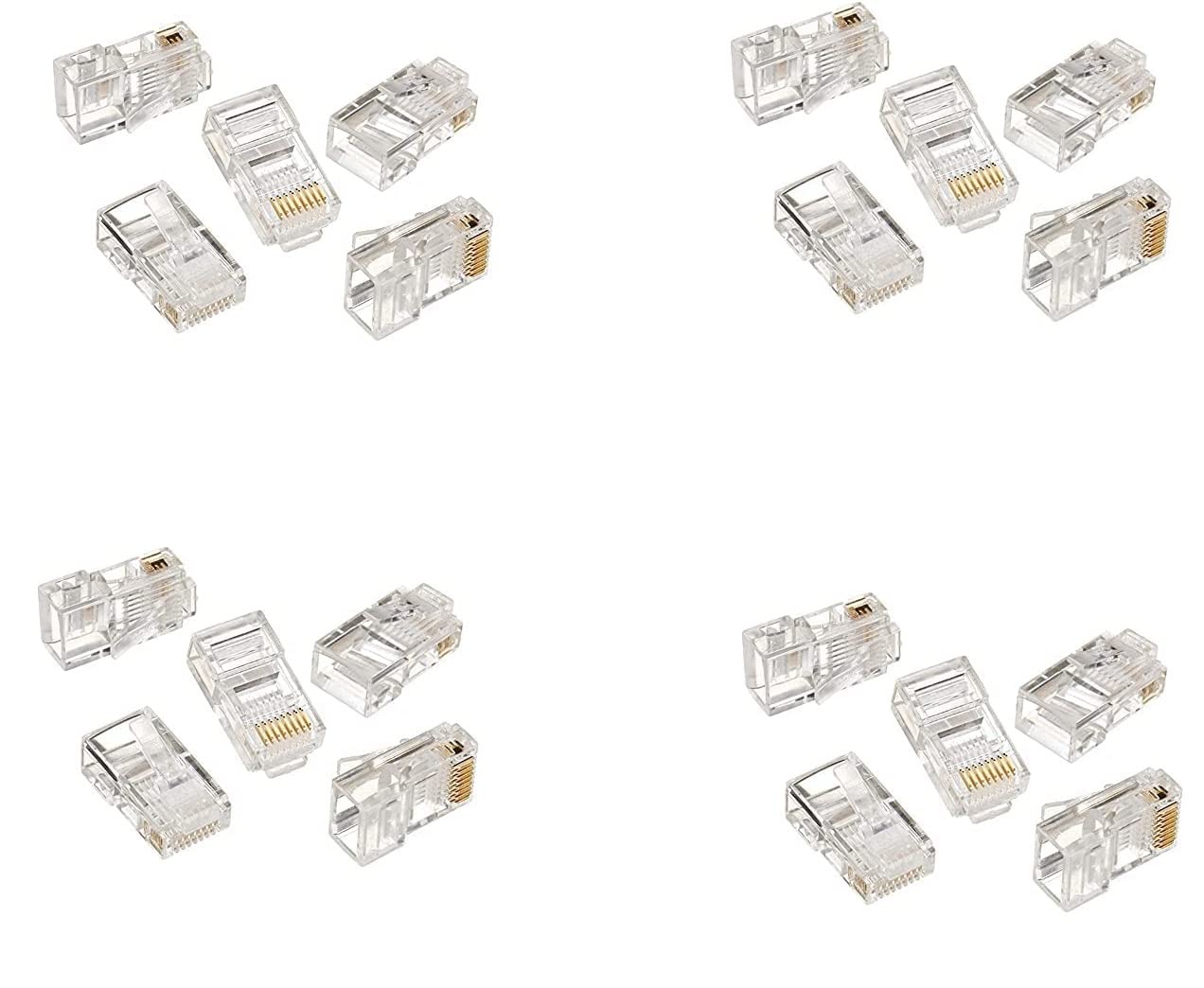 fdealz [ 50 Pieces ] 8P8C RJ45 Metal Shielded Male Plug Crimp Connectors, Cat6 RJ45 Ends, 8P8C Cat5, Cat6, Cat5e LAN Connector, Ethernet Cable Crimping Connector for Network Plug for Solid Wire and Standard Cable
