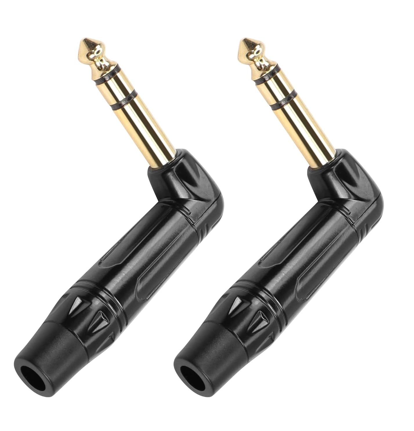 [ 2 Pieces/RED 90° ] 6.35mm STEREO Male Microphone Plug Speaker Connector Assembly, TRS Connector Male Plug Adaptor for Soldering, 6.35 mm Stereo Male Plug 90 Degree