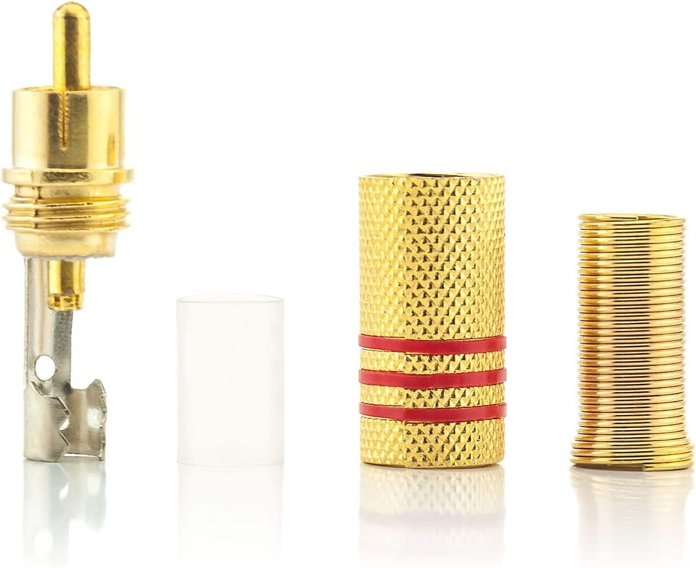 [ 10 Pieces ] DIY RCA Male Soldering Jack Plug Adapter, Gold Plated RCA Plug for Soldering Connector -for Audio Cable Video CCTV IP Camera Coaxial Cable (10 Pcs RCA Male Gold Plated Connector)