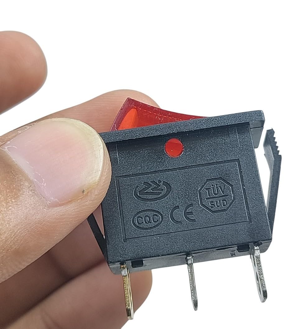 [ Pack of 2 - Pieces ] 15 Ampere 250V/20A 125V 3 Pin Industrial Grade 2 Position Mini Boat Toggle Snap AC Rocker Switch KCD3 Red Light Illuminated LED ON/OFF
