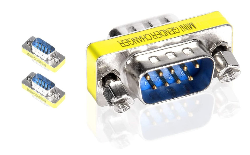 [ 2 Pieces DB9 9 Pin RS-232 Serial Connector DB9 Male to Male Cable Coupler Adapter (DB9 Male/Male)