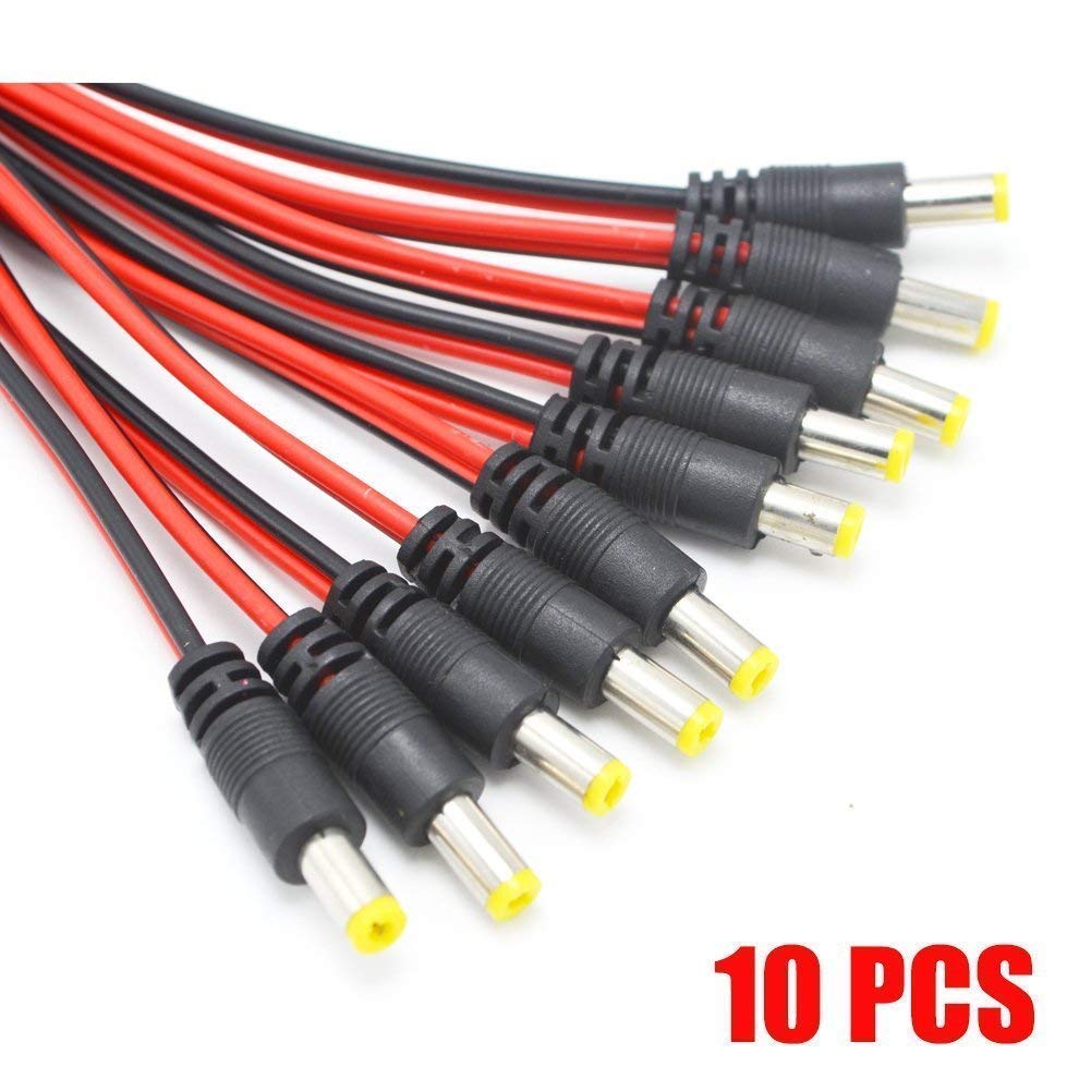 ELECTROTECH Combo BNC Connector and DC Pin with Copper Wire Molded Combo Pack - BNC Golden Male Plug Cable and DC Power Pigtail Connectors for CCTV Surveillance Camera , White