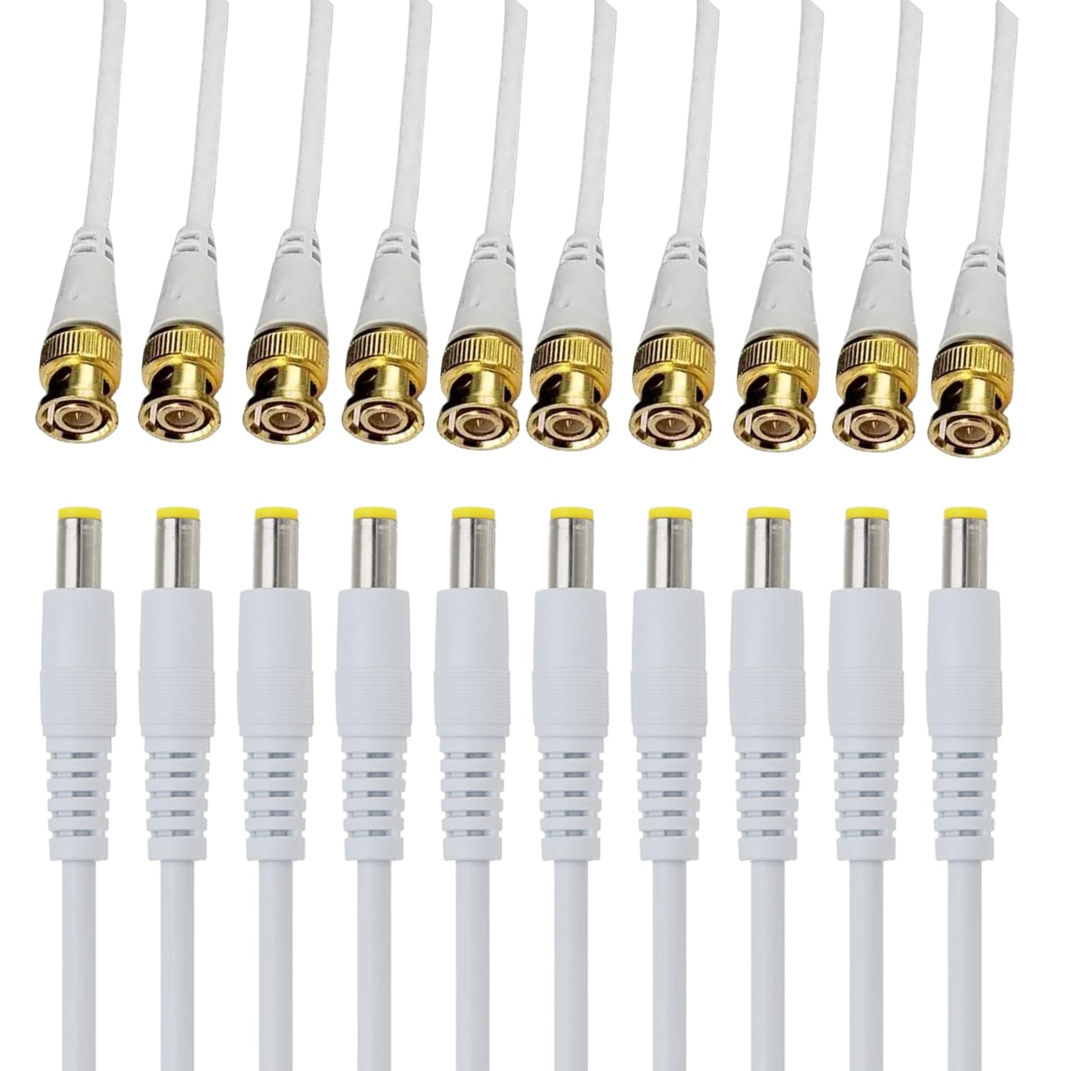 BNC Connectors with DC Pin Copper Wire-Pair of-10