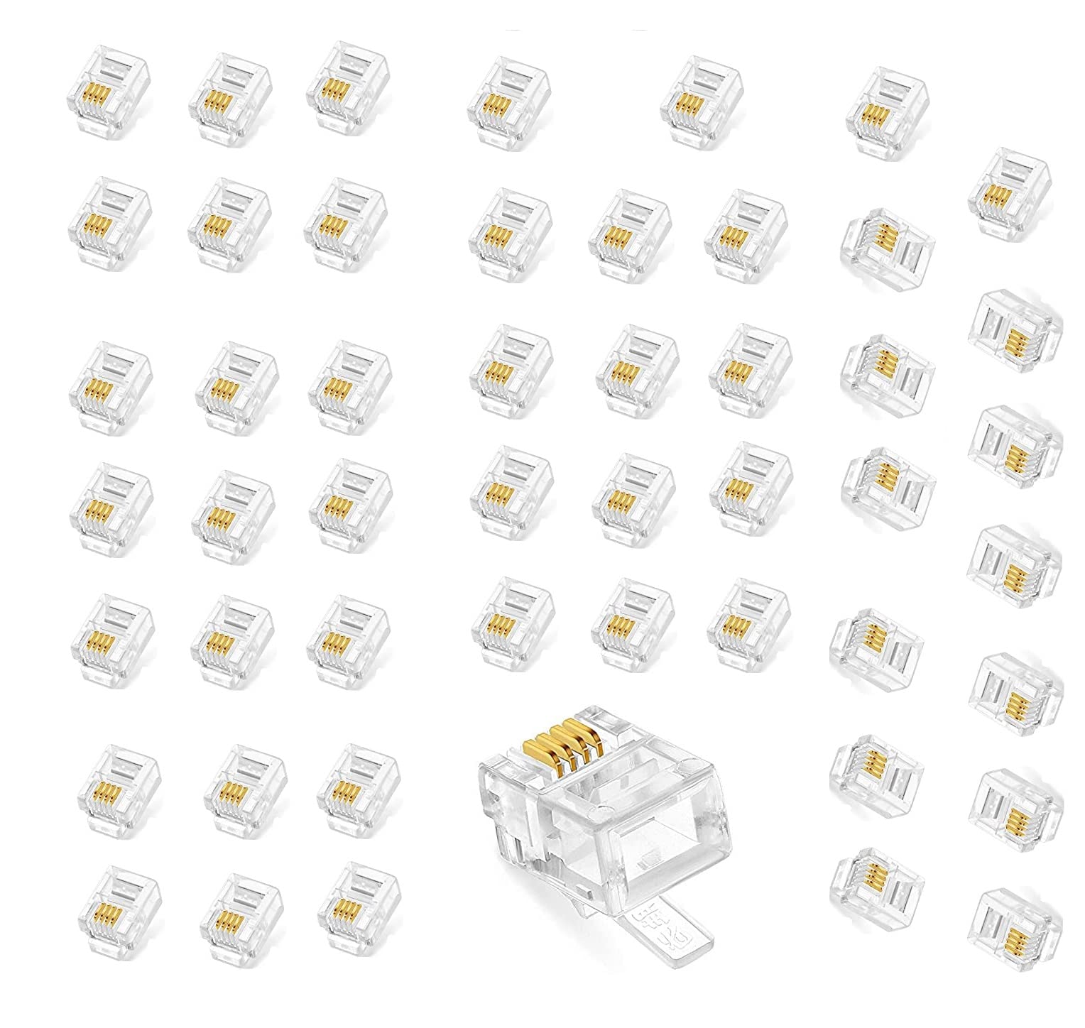 fdealz [ 50 Pieces ] 8P8C RJ45 Metal Shielded Male Plug Crimp Connectors, Cat6 RJ45 Ends, 8P8C Cat5, Cat6, Cat5e LAN Connector, Ethernet Cable Crimping Connector for Network Plug for Solid Wire and Standard Cable