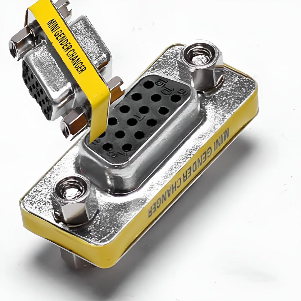 3-Piece VGA Gender Changer Combo - HD15 SVGA Adapters (Female to Female, Female to Male, Male to Male) - Mini Coupler Set