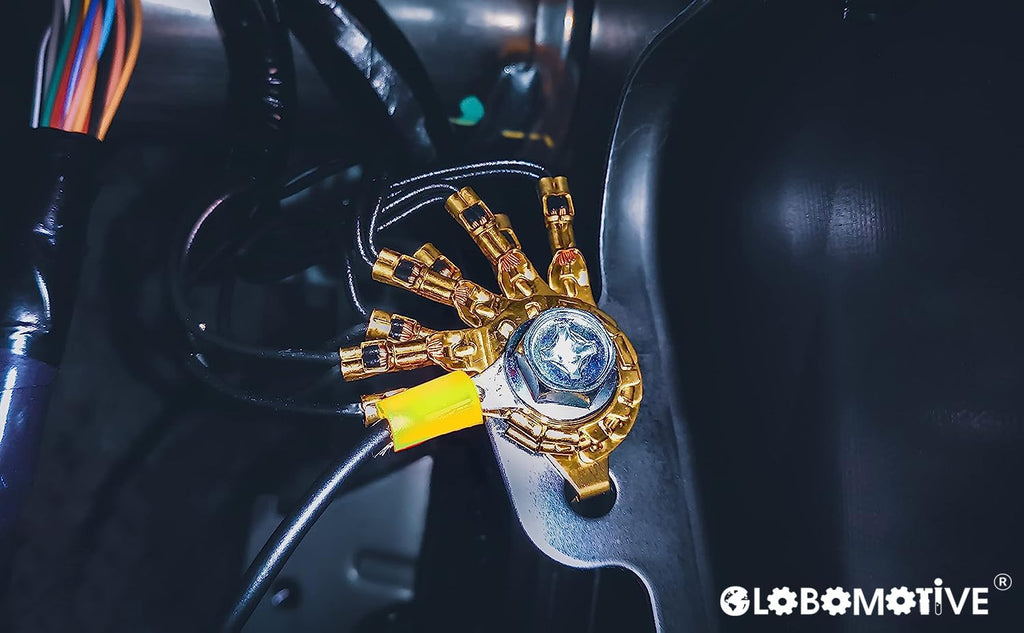 GLOBOMOTIVE Ring Insulated Electrical Wire Crimp Terminals Connectors – E-Copper Wire Lug Battery Cable Ends Eyelets Cable Entry 4-6 sqmm Ring Dia: 8 mm Pack of 100