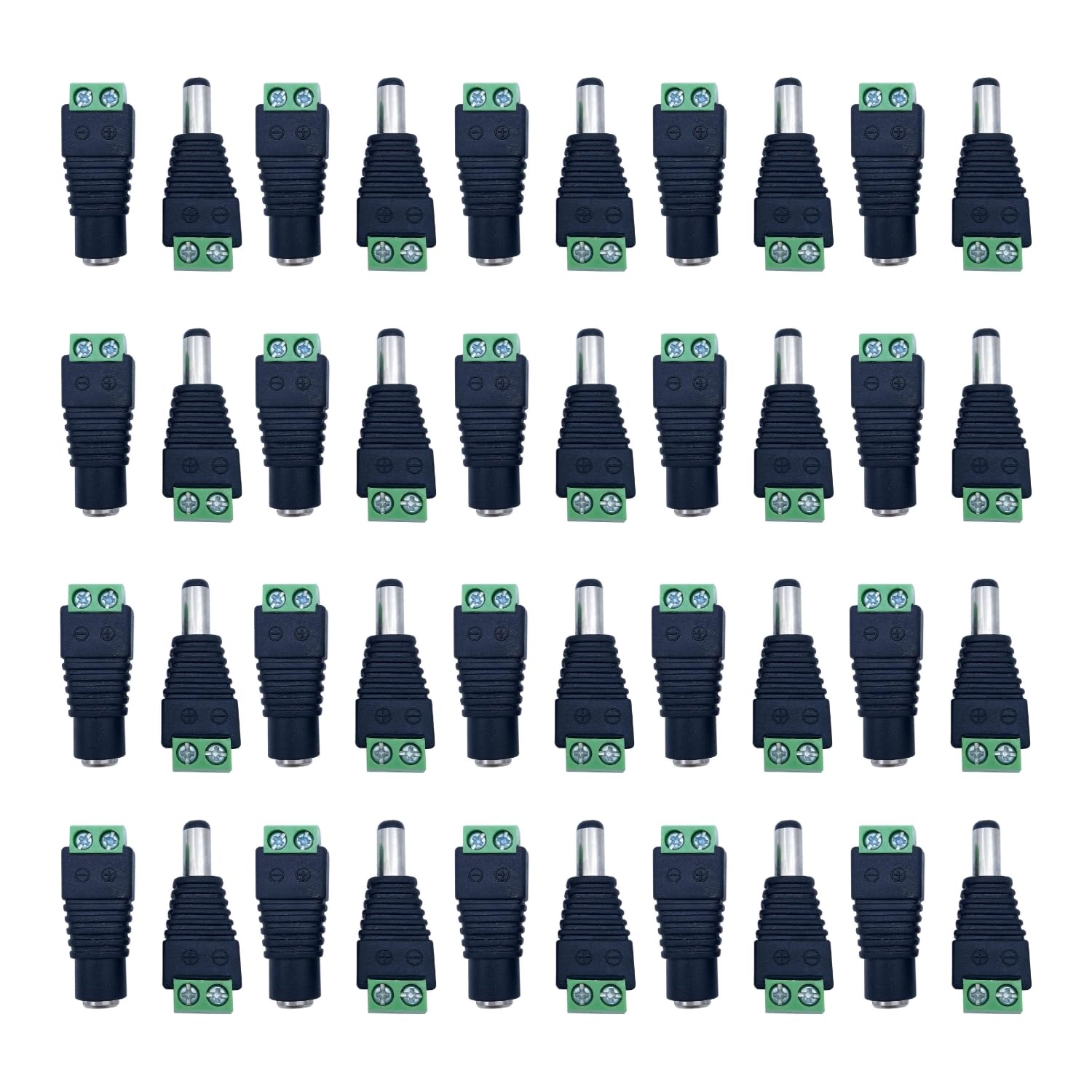 DC Power Connector 12V Male + Female Adapter 2.1 X 5.5MM DC Power Jack Plug Connector for CCTV Camera, Led Strip Light Cable Wire (Pack of 5)