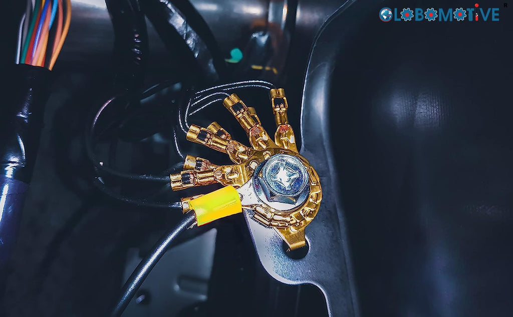 GLOBOMOTIVE Ring Insulated Electrical Wire Crimp Terminals Connectors – E-Copper Wire Lug Battery Cable Ends Eyelets Cable Entry 4-6 sqmm Ring Dia: 8 mm Pack of 100