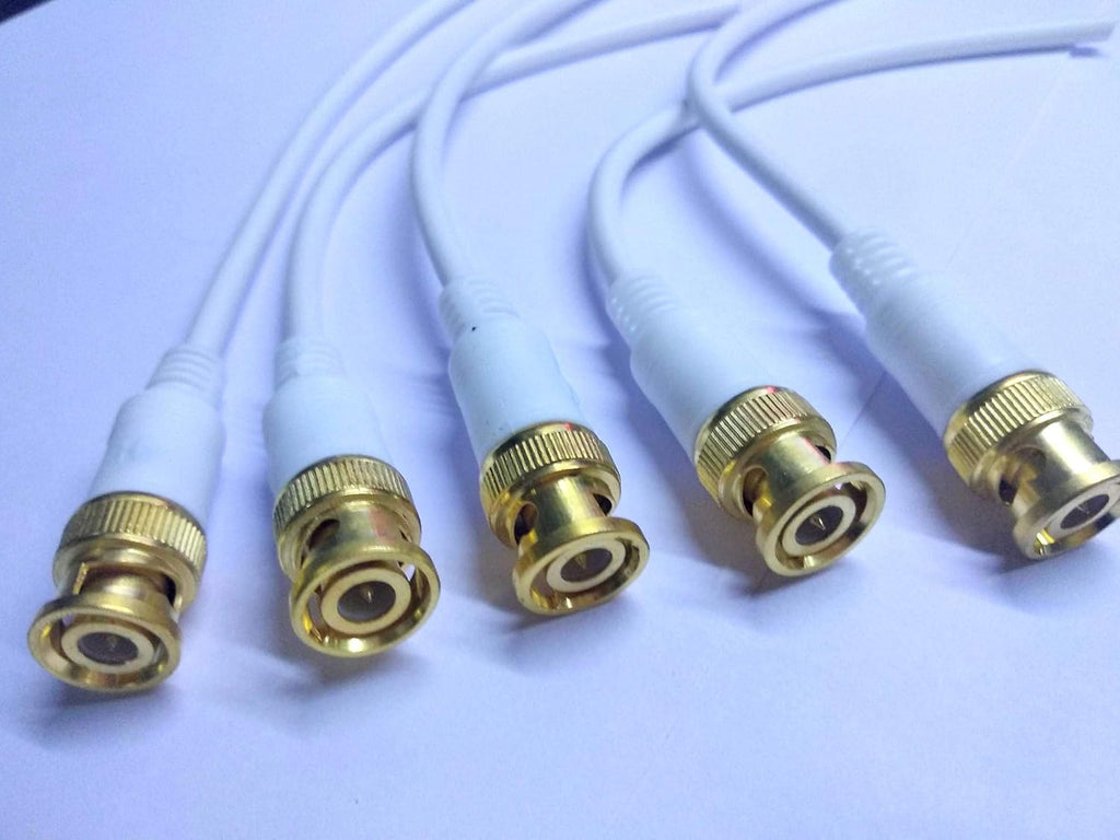 BNC Connector with Copper Cable 20 cm for CCTV, Camera,DVR (Pack of 5 PCs)