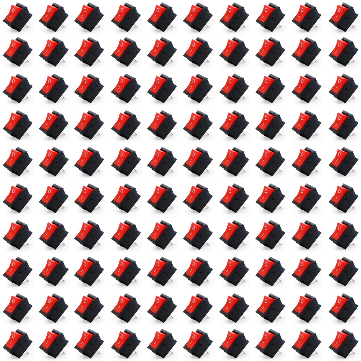 Small Mini Boat On/Off Rocker Switch Snap-in 2-Pin Red Plastic Button