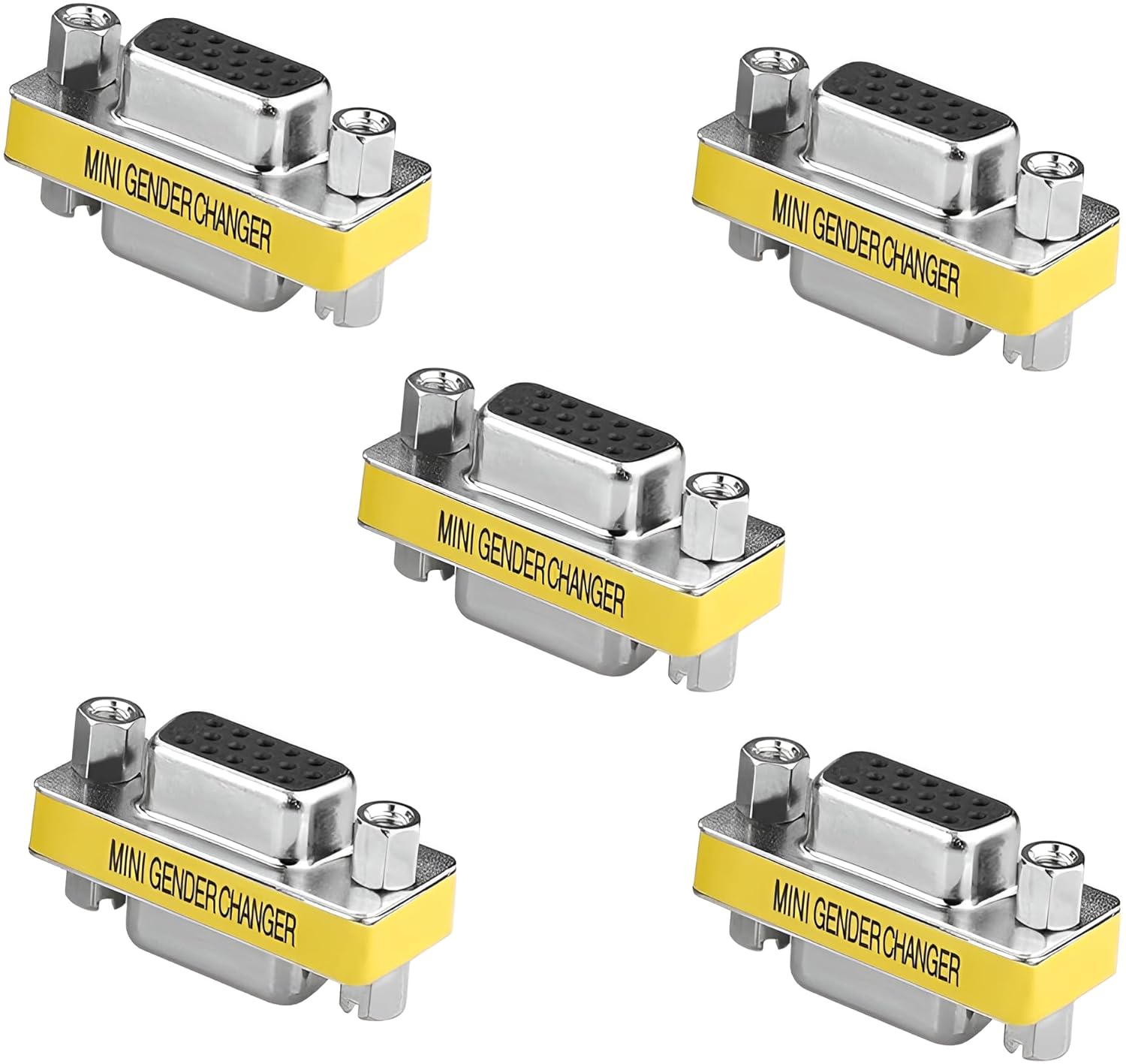 3-Piece VGA Gender Changer Combo - HD15 SVGA Adapters (Female to Female, Female to Male, Male to Male) - Mini Coupler Set