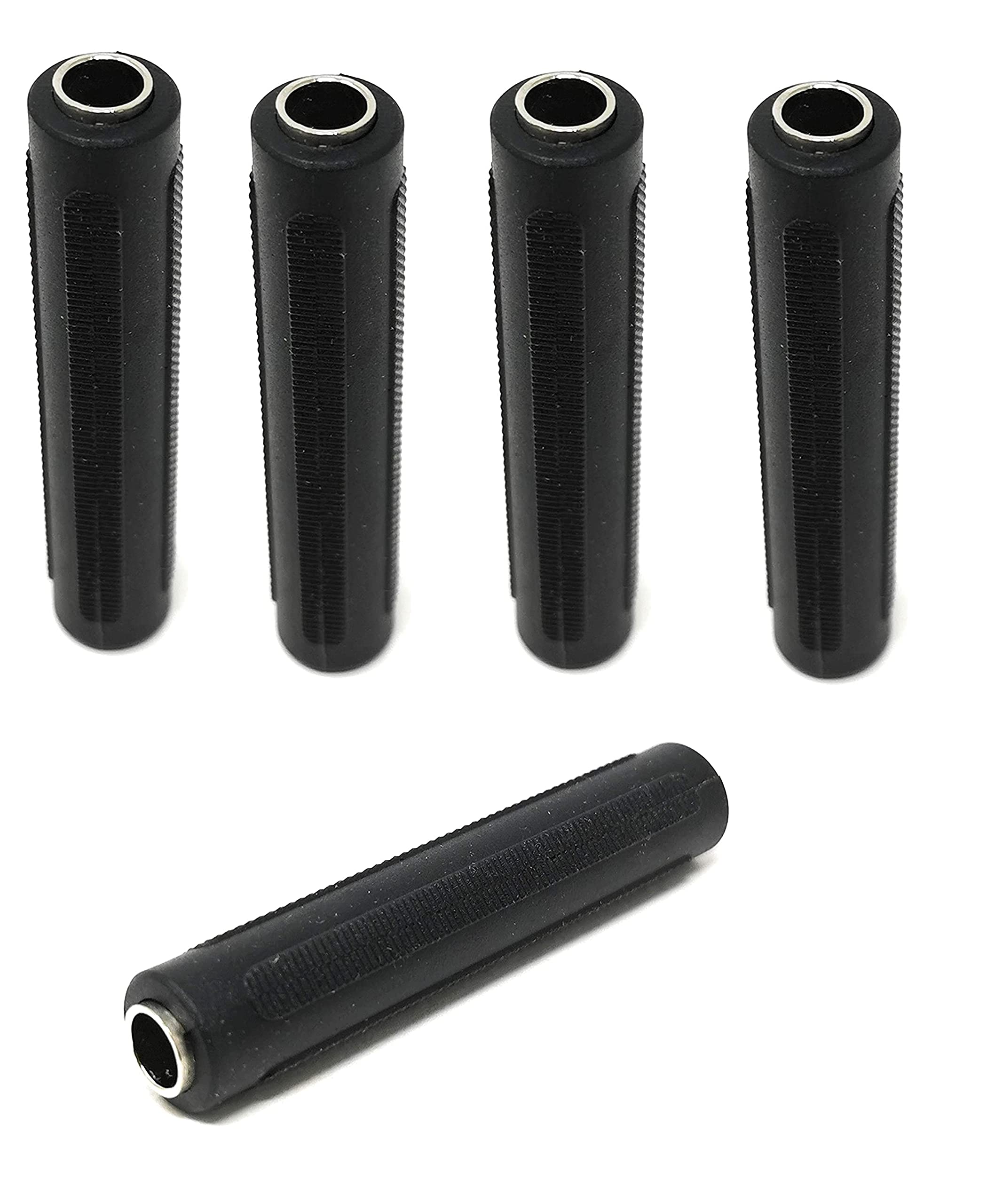 [ 5 Pieces ] 6.35mm Female to Female Audio Connector, 1/4 Inch TRS/TS Coupler Jack Stereo Adapter Joiner, 6.35 mm Female Joiner, F/F