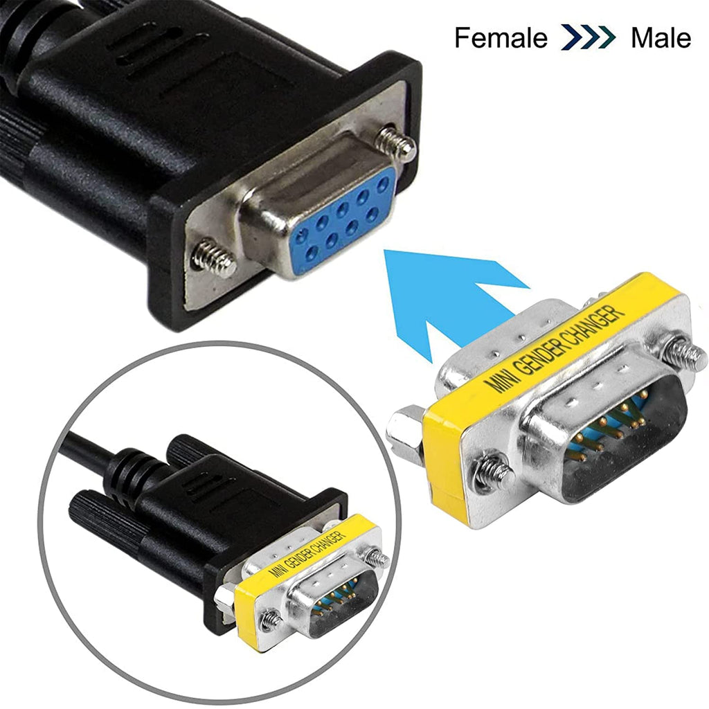 [ 2 Pieces DB9 9 Pin RS-232 Serial Connector DB9 Male to Male Cable Coupler Adapter (DB9 Male/Male)