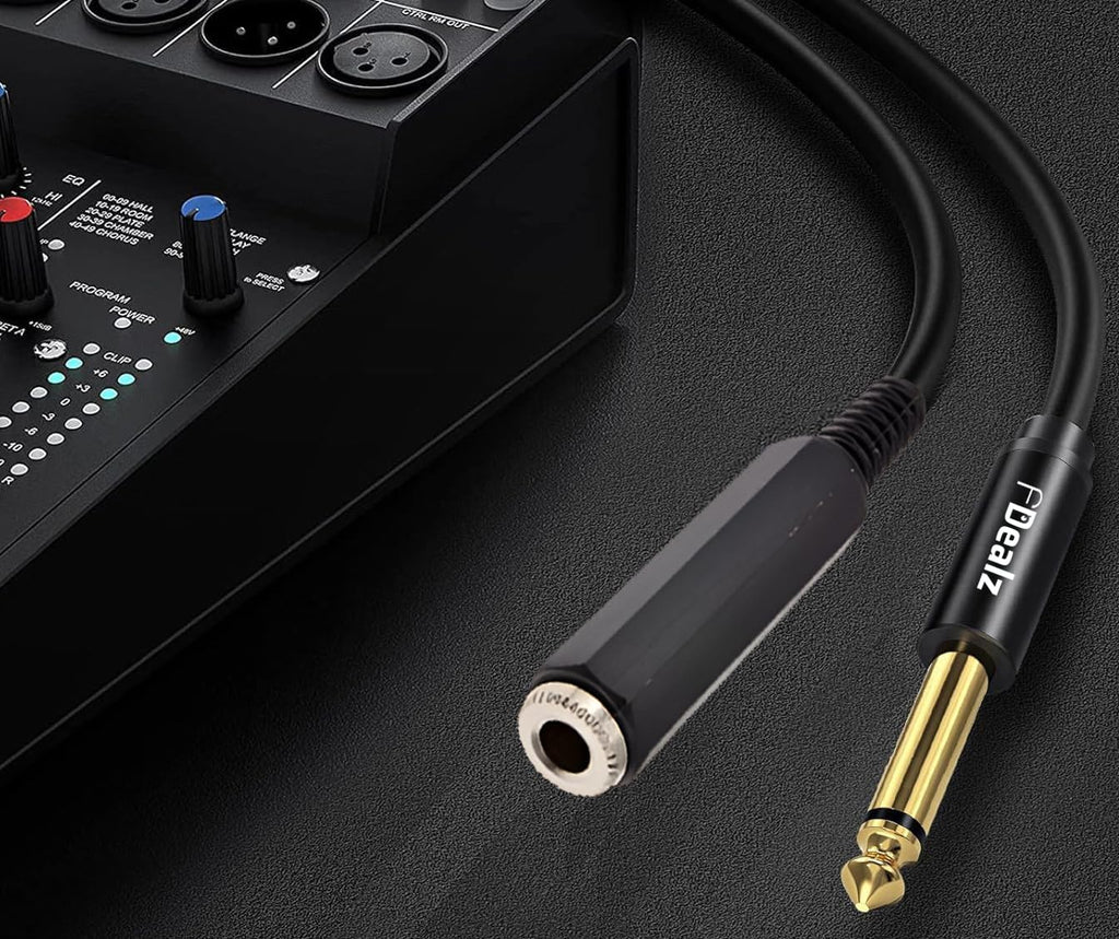 [ 1.5 Meter ] Mono 6.35 Male to 6.35 Female Cable 150CM, 1/4" to 1/4" TS Male to Female Cable, 6.35mm Mono Male to 6.35mm Mono Female Audio Cable for Amplifier, Speaker, Guitar