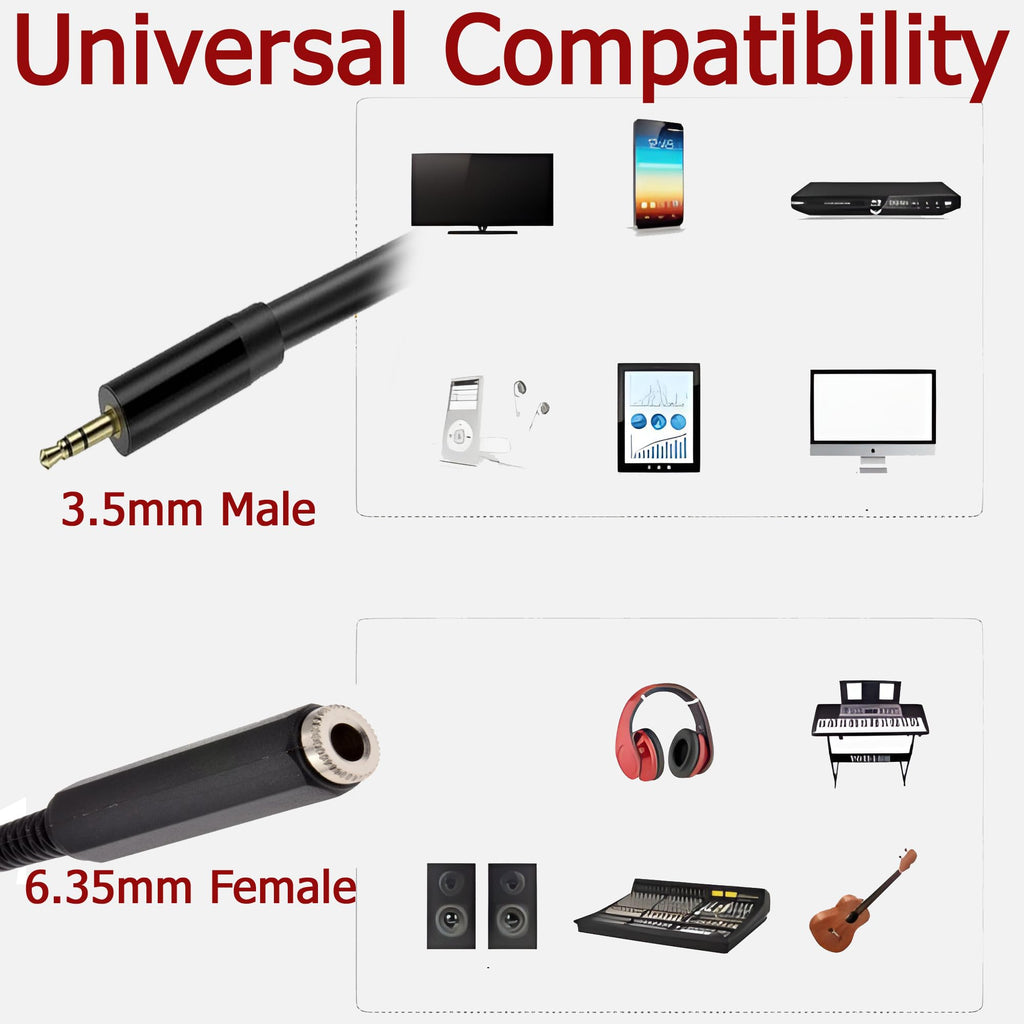 [ 150 CM ] 6.35 Stereo Male to 6.35 Female Cable 1.5 Meter, 1/4 Inch Male to Female Stereo Extension Cable Gold Plated Quarter inch Headphone Extension Cable