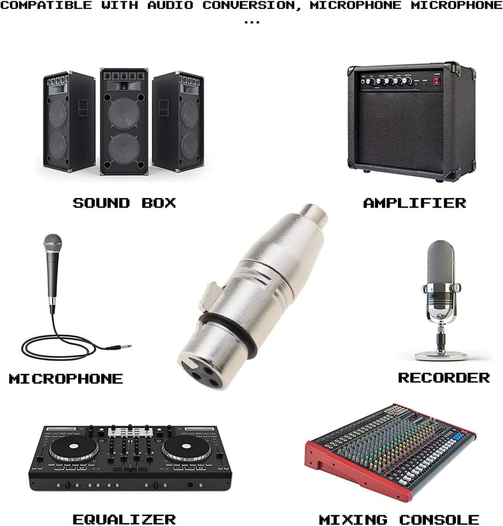 [ 1 Piece ] Xlr Female Jack To Rca Female Adapter Audio Microphone Mic Connector Xlr To Rca Converter Adapter Mic Extension Adapter Gender Changer Coupler, Silver