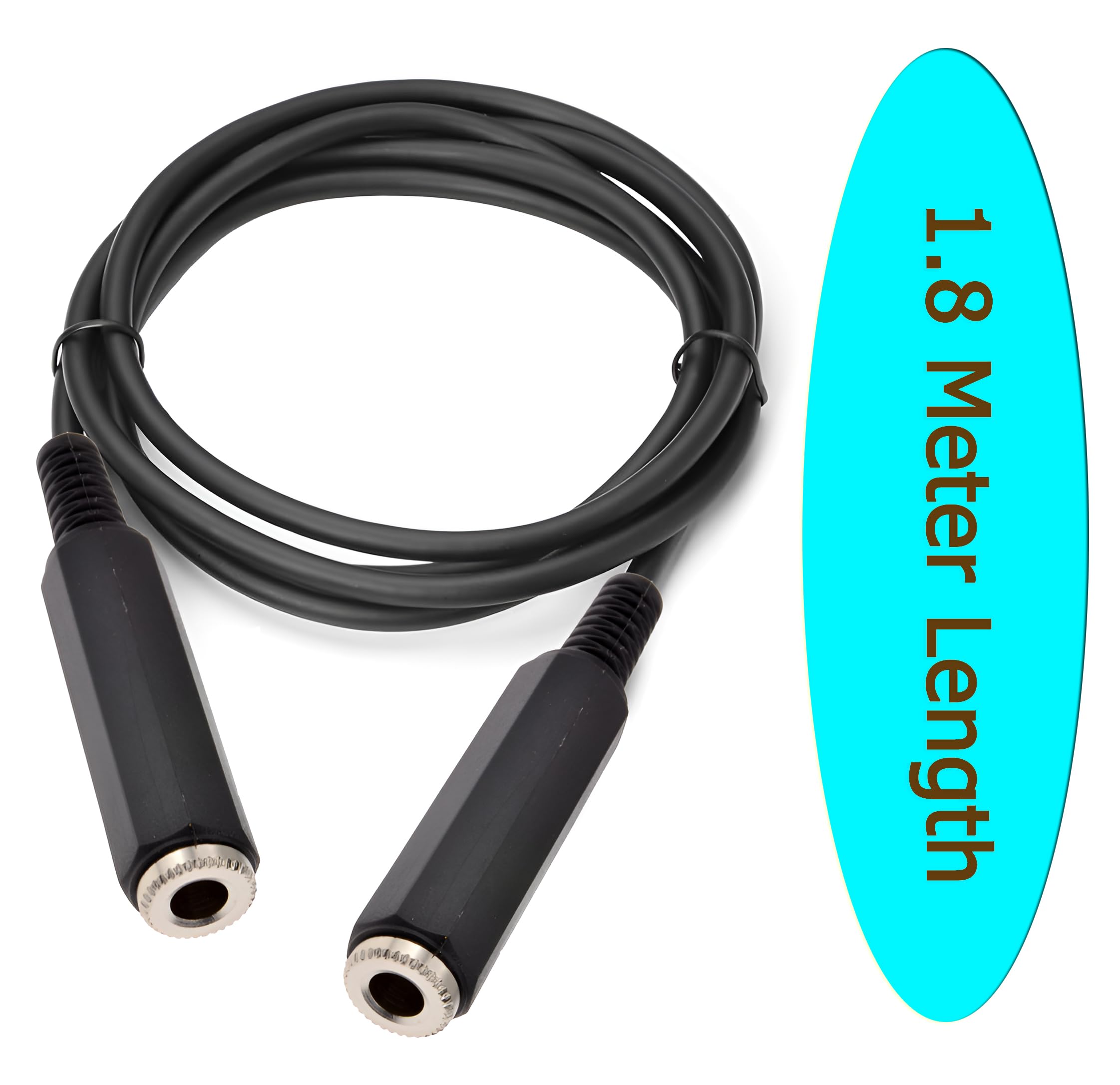 [ 1.5 Meter ] Mono 6.35 Male to 6.35 Female Cable 150CM, 1/4" to 1/4" TS Male to Female Cable, 6.35mm Mono Male to 6.35mm Mono Female Audio Cable for Amplifier, Speaker, Guitar
