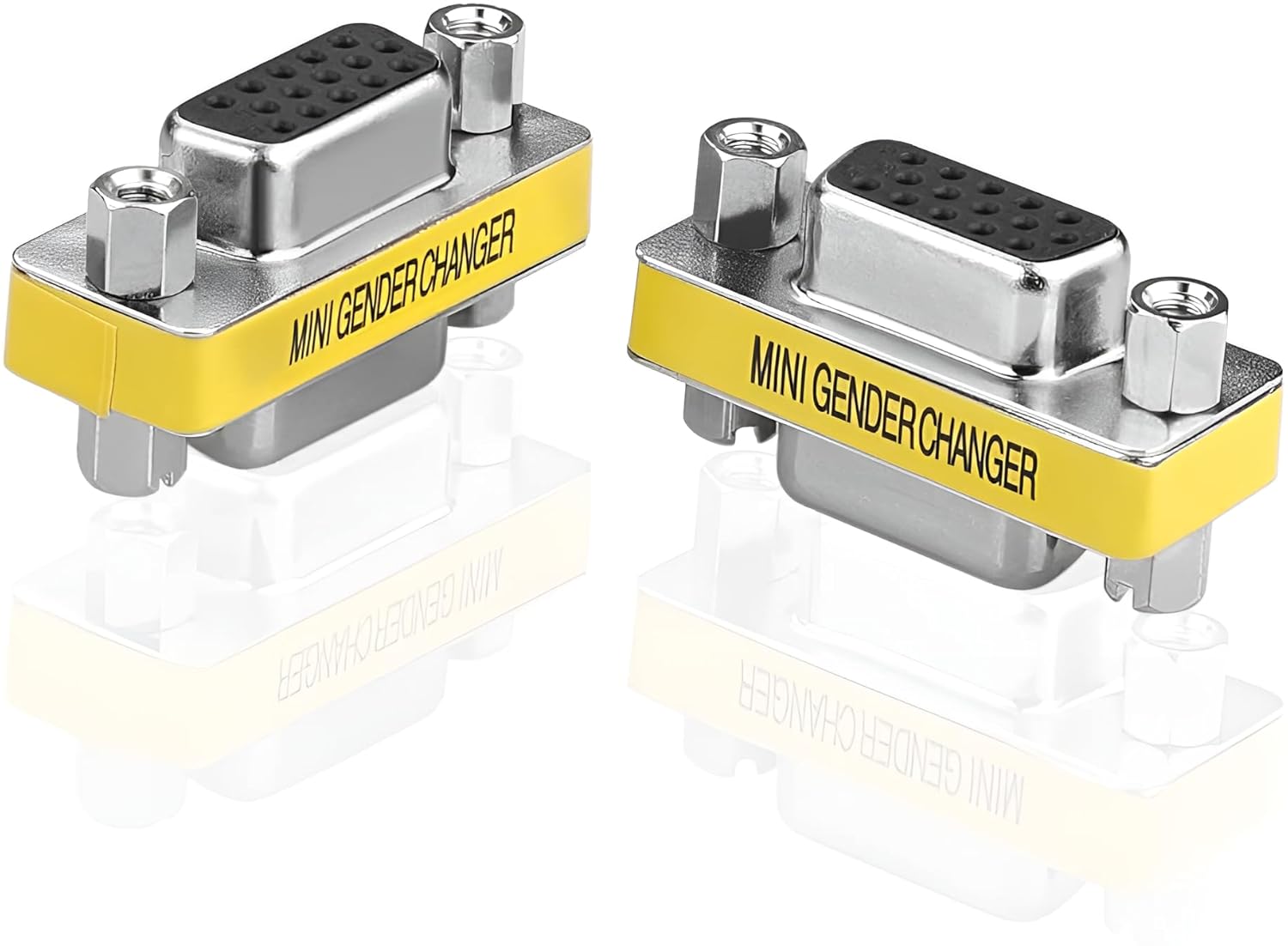 3-Piece VGA Gender Changer Combo - HD15 SVGA Adapters (Female to Female, Female to Male, Male to Male) - Mini Coupler Set