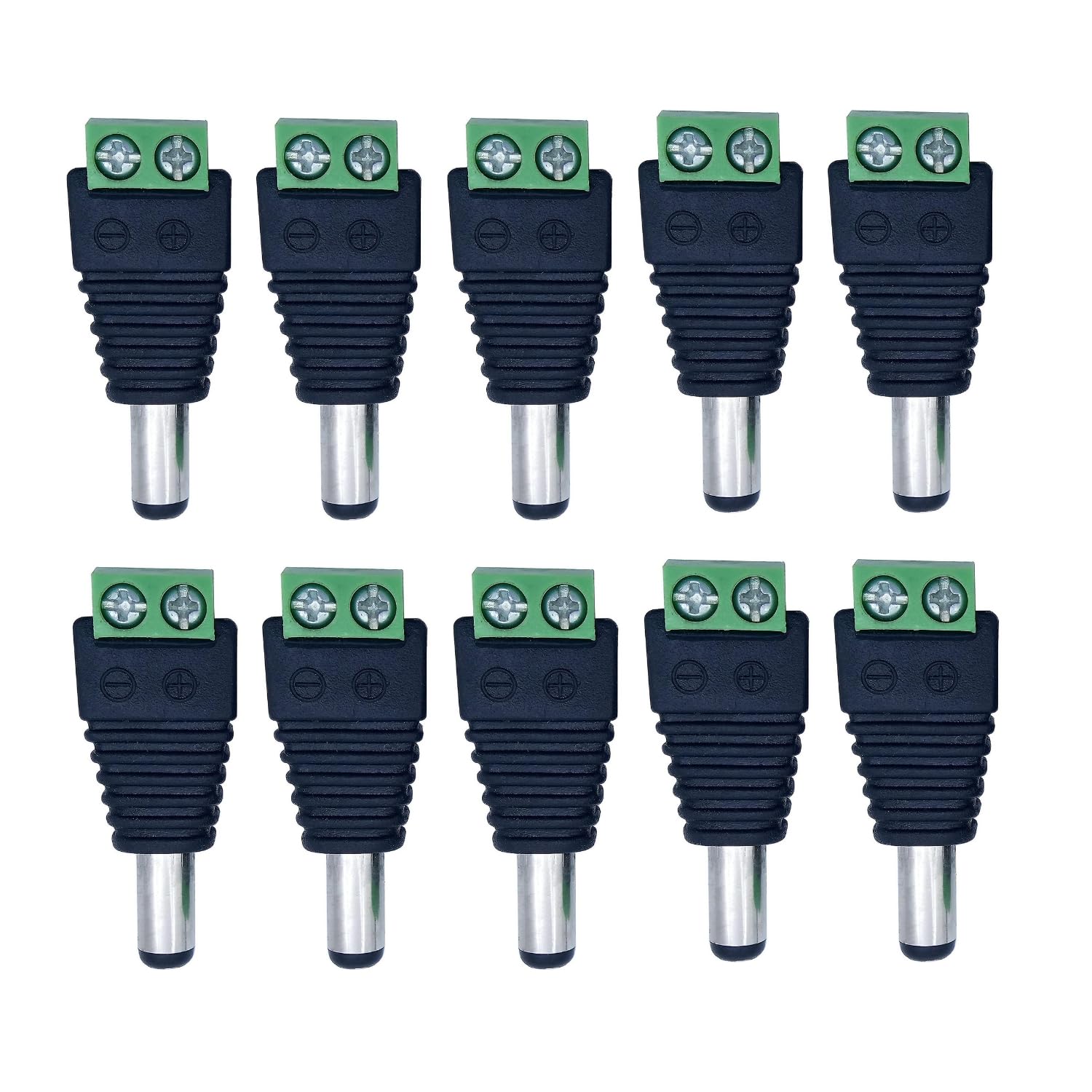 Gajrrup Male 12V DC Power Jack Adapter Connectors for Led Strip, CCTV Security Camera Cable Wire Connection (Pack of 5)