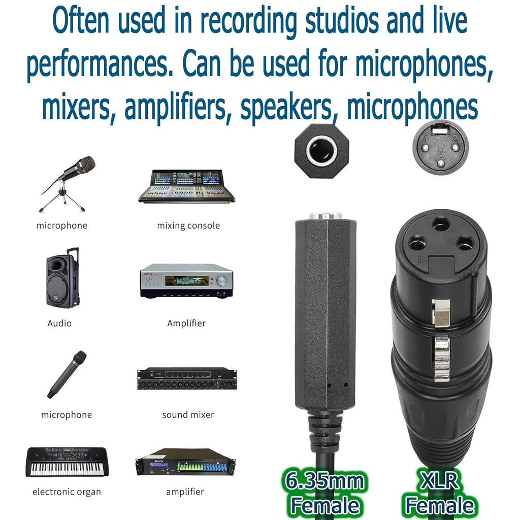 [ 1.5 Meter ] Mono 6.35 Male to 6.35 Female Cable 150CM, 1/4" to 1/4" TS Male to Female Cable, 6.35mm Mono Male to 6.35mm Mono Female Audio Cable for Amplifier, Speaker, Guitar