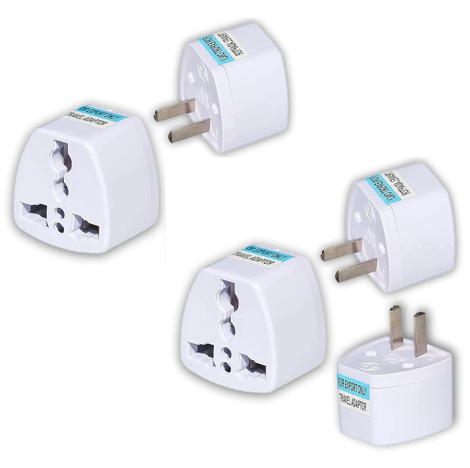 [ 5 Pieces ] US Flat Pin Male to Multi Socket Adapter ; 2 Prong Universal Socket, Flat Blade Plug Power Converter Adapter For Usa, Canada, Mexico