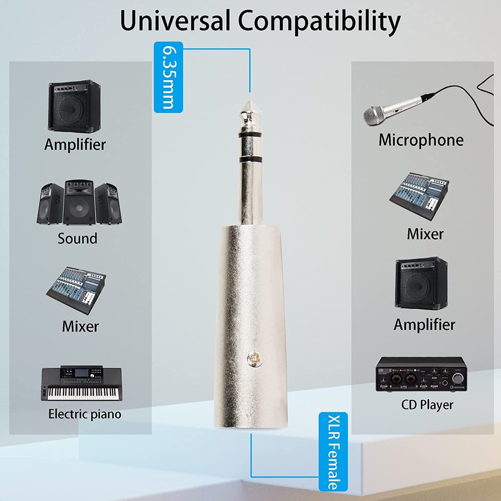 [ 5 Pieces ] 6.35mm Female to Female Audio Connector, 1/4 Inch TRS/TS Coupler Jack Stereo Adapter Joiner, 6.35 mm Female Joiner, F/F