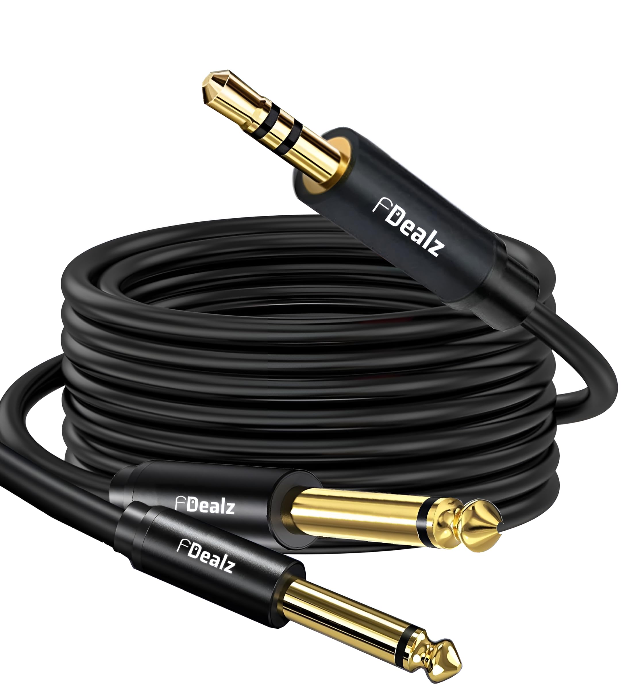 [ 1.5 Meter ] 3.5mm Stereo Female to 2 Ports 6.35 Male Mono Cable, 3.5mm 1/8 TRS Female to Dual 6.35mm 1/4 TS Male Stereo to Mono Y Splitter Cable, 3.5 Female to 2 Ports 6.35 Male Mono Cable