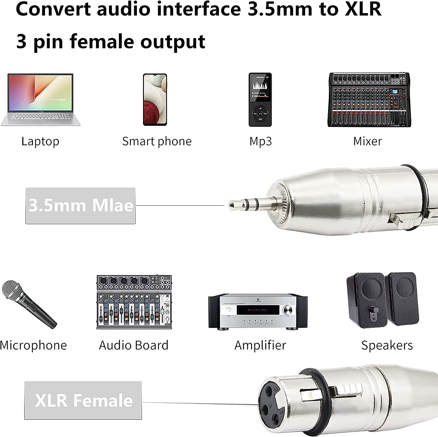 [ 1 Piece ] XLR Male to RCA Male Adapter, Male RCA to XLR Male Adapter XLR to RCA Converter with Microphone Connector Gender Changer Audio Coupler Connector