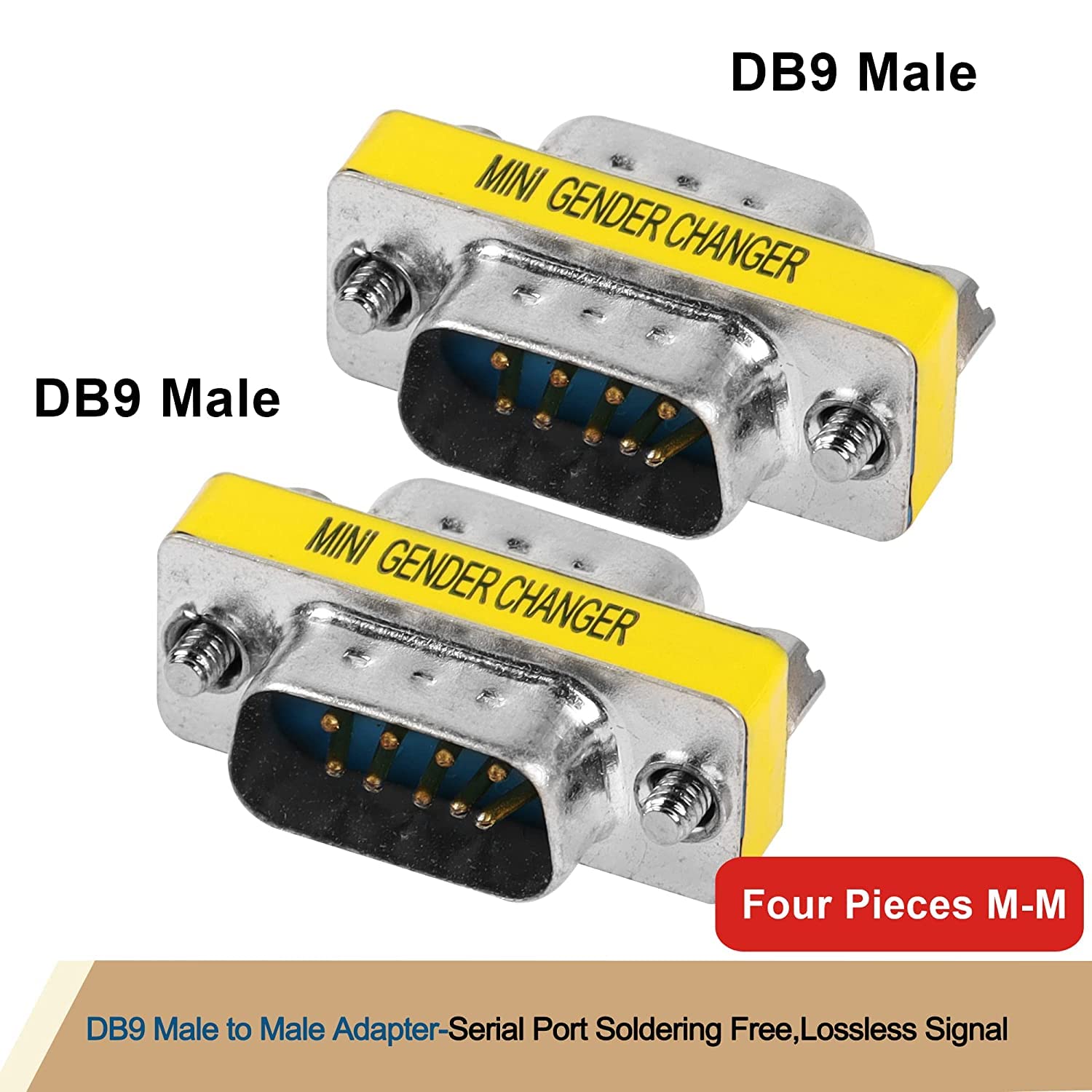 [ 2 Pieces DB9 9 Pin RS-232 Serial Connector DB9 Male to Male Cable Coupler Adapter (DB9 Male/Male)