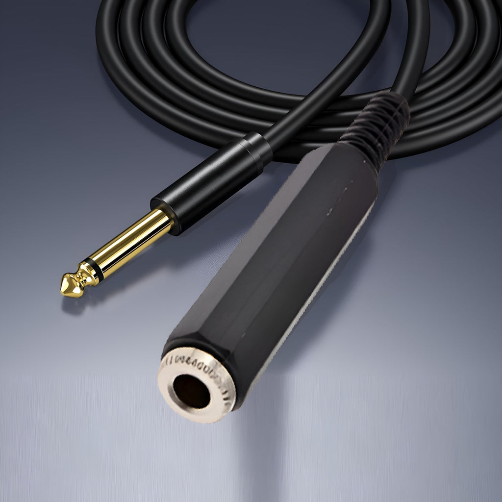 [ 1.5 Meter ] Mono 6.35 Male to 6.35 Female Cable 150CM, 1/4" to 1/4" TS Male to Female Cable, 6.35mm Mono Male to 6.35mm Mono Female Audio Cable for Amplifier, Speaker, Guitar