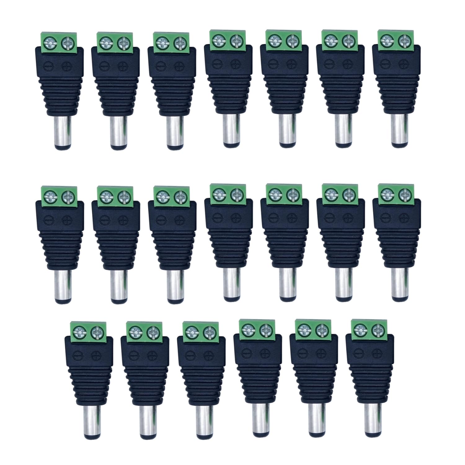 Gajrrup Male 12V DC Power Jack Adapter Connectors for Led Strip, CCTV Security Camera Cable Wire Connection (Pack of 5)