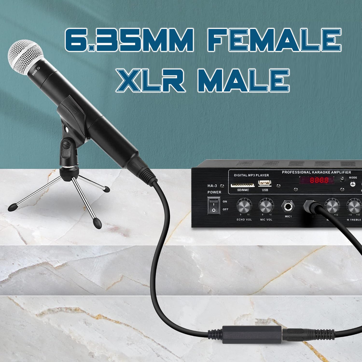 [ 1.5 Meter ] Mono 6.35 Male to 6.35 Female Cable 150CM, 1/4" to 1/4" TS Male to Female Cable, 6.35mm Mono Male to 6.35mm Mono Female Audio Cable for Amplifier, Speaker, Guitar