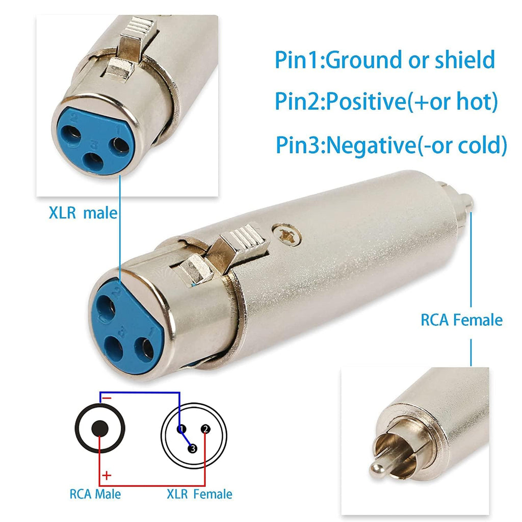 [ 1 Piece ] XLR Male to RCA Male Adapter, Male RCA to XLR Male Adapter XLR to RCA Converter with Microphone Connector Gender Changer Audio Coupler Connector