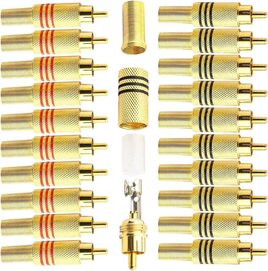 [ 10 Pieces ] DIY RCA Male Soldering Jack Plug Adapter, Gold Plated RCA Plug for Soldering Connector -for Audio Cable Video CCTV IP Camera Coaxial Cable (10 Pcs RCA Male Gold Plated Connector)