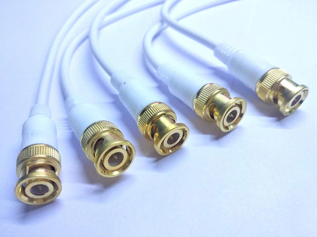 BNC Connector with Copper Cable 20 cm for CCTV, Camera,DVR (Pack of 5 PCs)