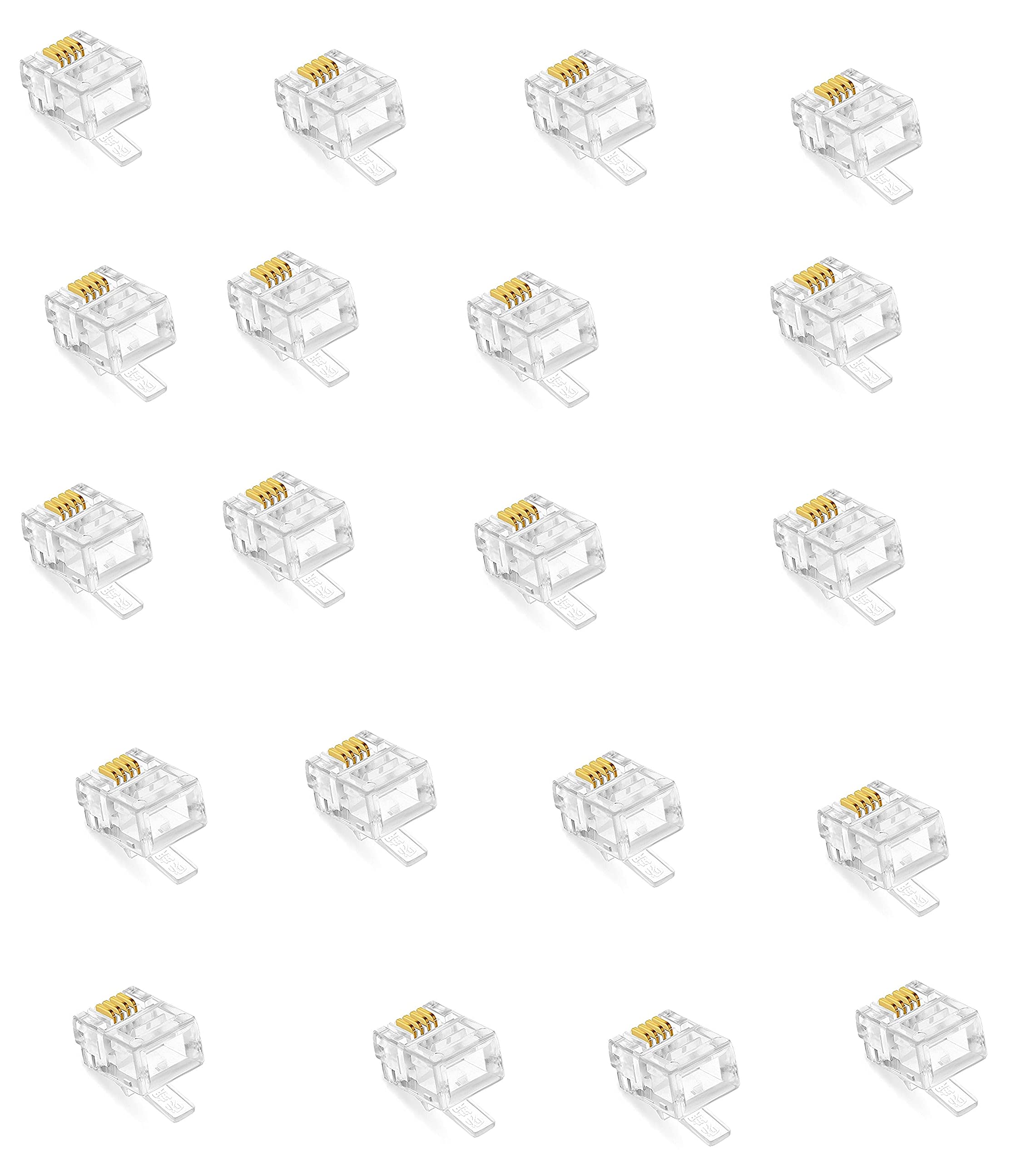 fdealz [ 50 Pieces ] 8P8C RJ45 Metal Shielded Male Plug Crimp Connectors, Cat6 RJ45 Ends, 8P8C Cat5, Cat6, Cat5e LAN Connector, Ethernet Cable Crimping Connector for Network Plug for Solid Wire and Standard Cable
