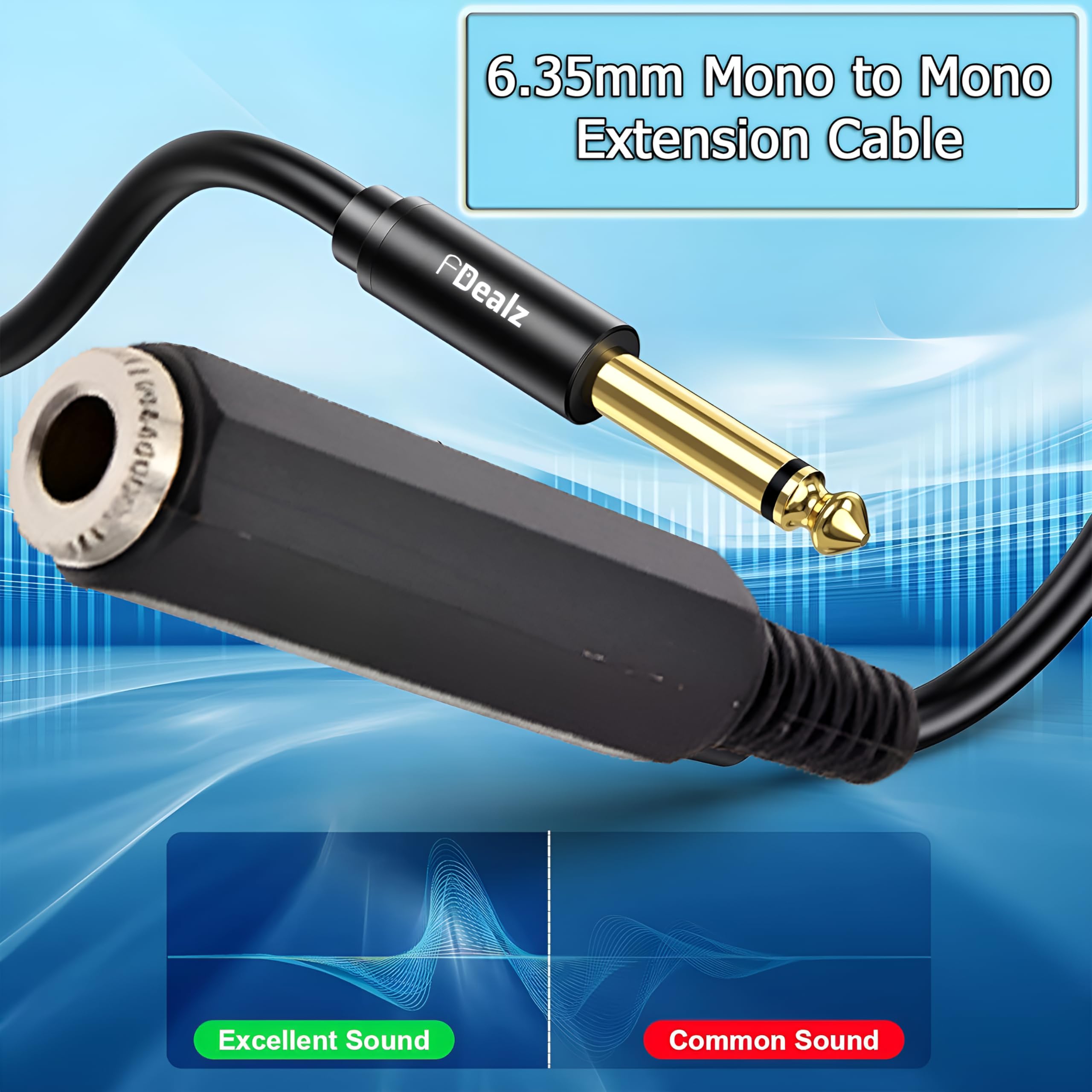 [ 150 CM ] 6.35 Stereo Male to 6.35 Female Cable 1.5 Meter, 1/4 Inch Male to Female Stereo Extension Cable Gold Plated Quarter inch Headphone Extension Cable