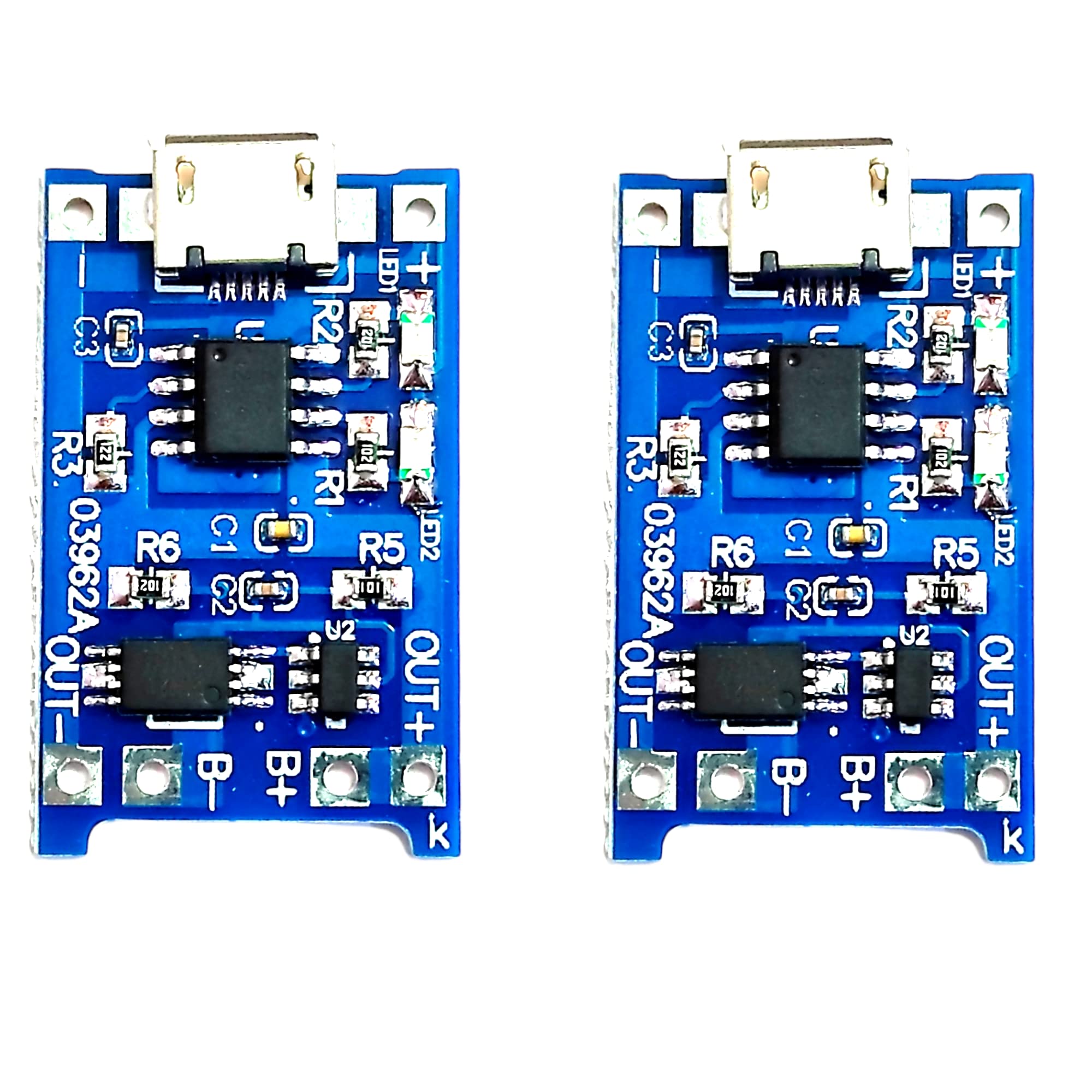 2PCS TP4056/TPA4056/4056 Micro USB 5V Battery Charging Module with Inbuilt Battery Protection and Charging Indicator for DIY Projects